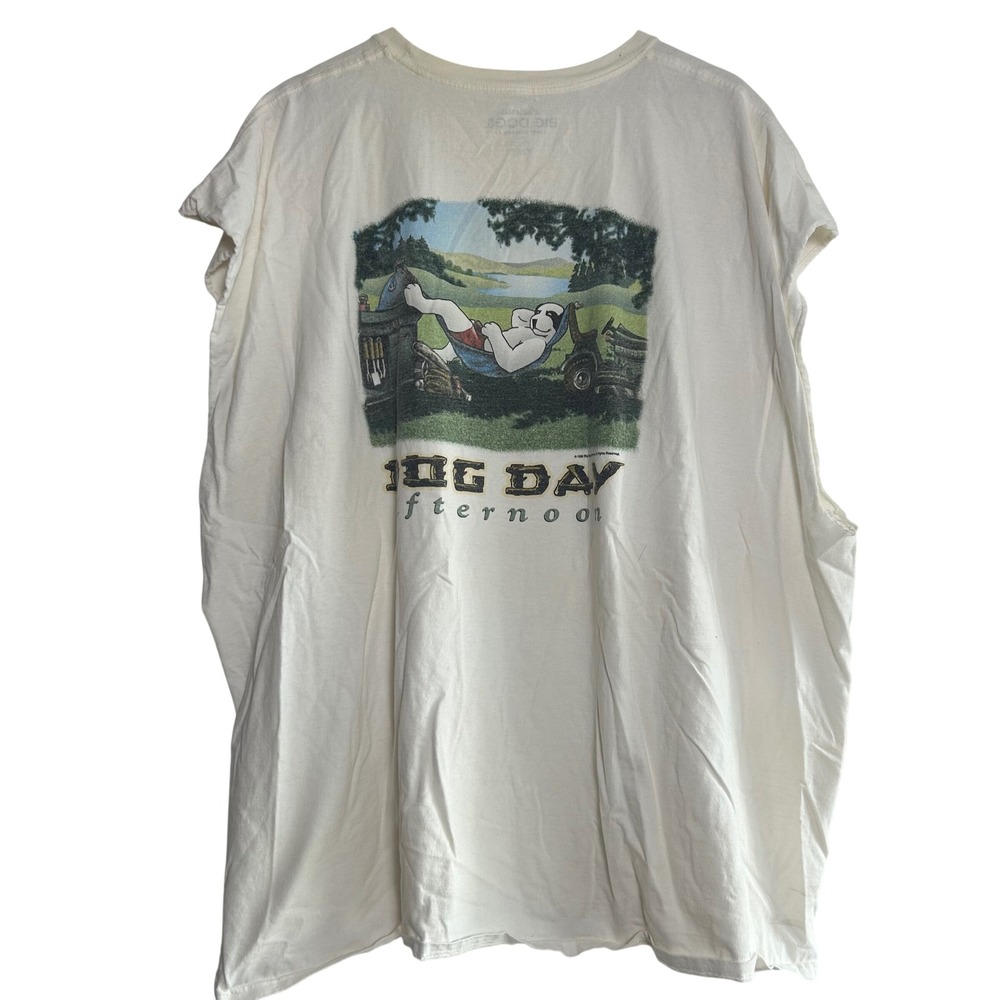 Vintage 90s Big Dogs Muscle Tank Top Mens 4XL White Dog Day Afternoon Graphic